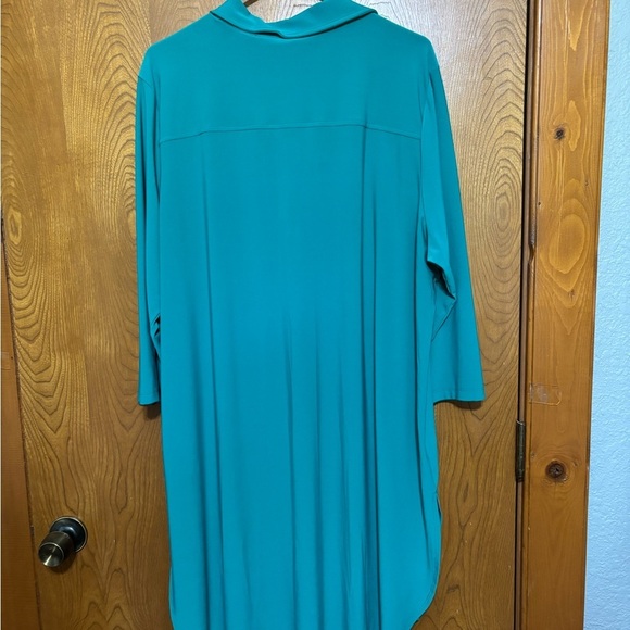 Women with Control Green/Teal Tunic/Dress 3/4 Sleeve Notched Collar - Picture 2 of 12
